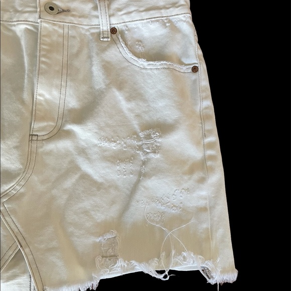 Lucky brand white denim cotton blend raw hem distressed jean skirt size 8 / 29 - Picture 3 of 12